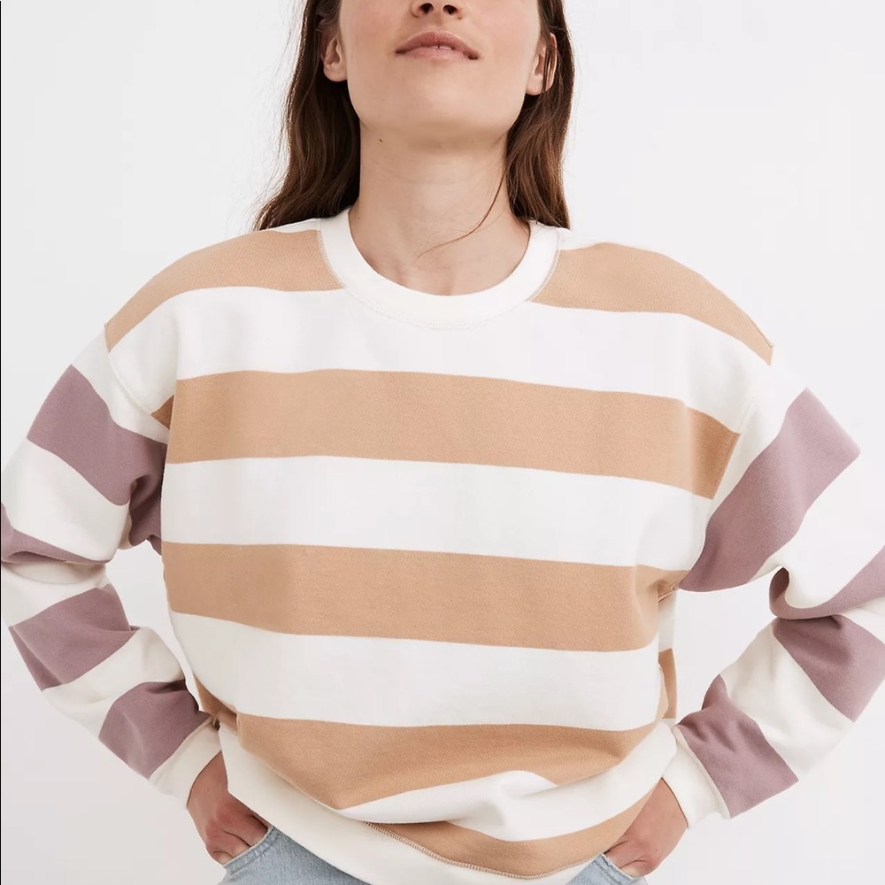 Madewell Cotton swing sweatshirt in stripe. XS